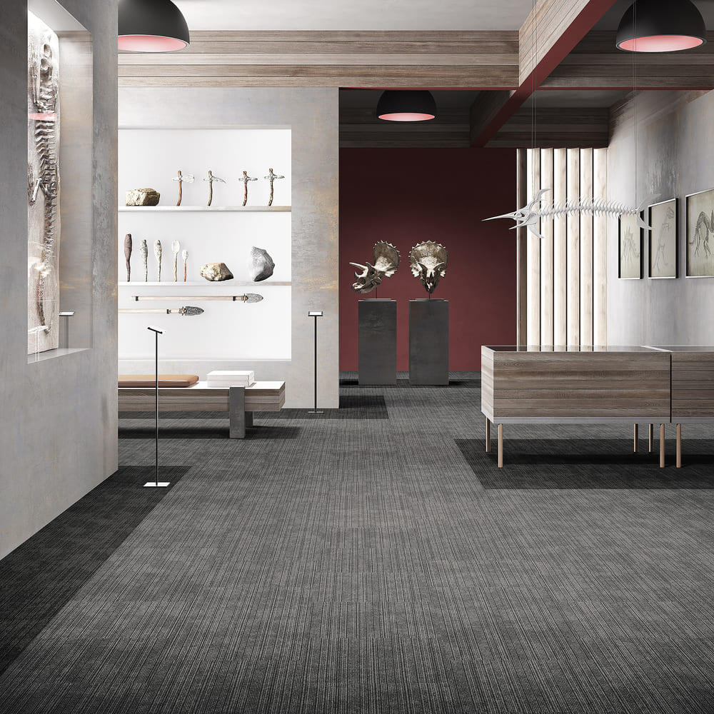 Ковровая плитка Associated Weavers Mambo Tile цвет 96 Platinum 500×500×5,9 фото в интерьере